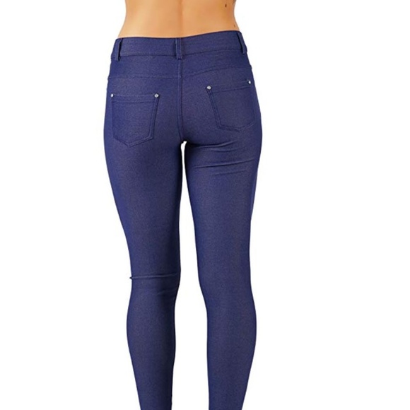 Jean Look Jeggings Slim Fit Pull Up Pants - Picture 3 of 4